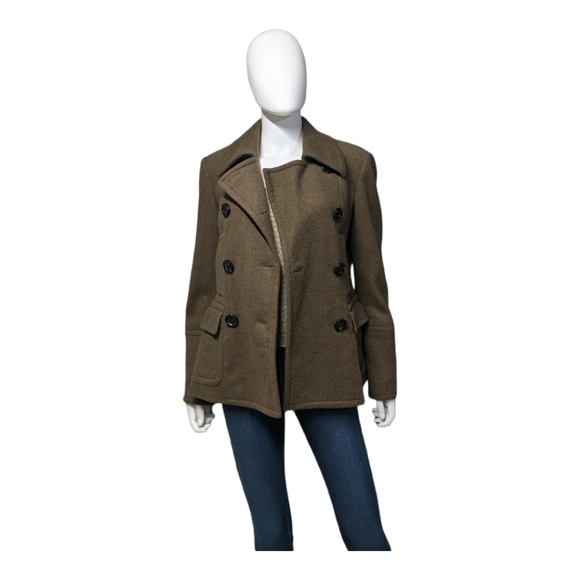 MICHAEL Michael Kors Collared Peacoat Olive Green M - Picture 7 of 13